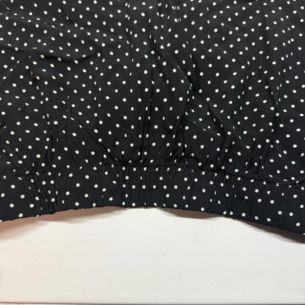 A&F Womens‎ XL Black Polka Dot Knot Button Up Blouse Top Retro Office Business - Picture 8 of 8